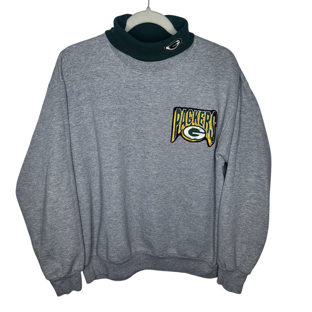 Vintage 90s Green Bay Packers Sweatshirt Turtleneck Large Majestic Tag 50/50 USA